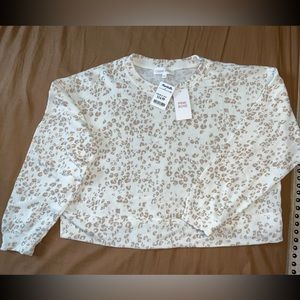Cream Leopard cropped Sweatshirt